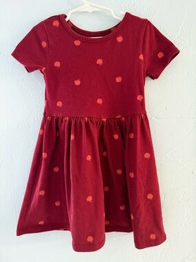 Cat & Jack Red Short-Sleeve Apple Print Dress